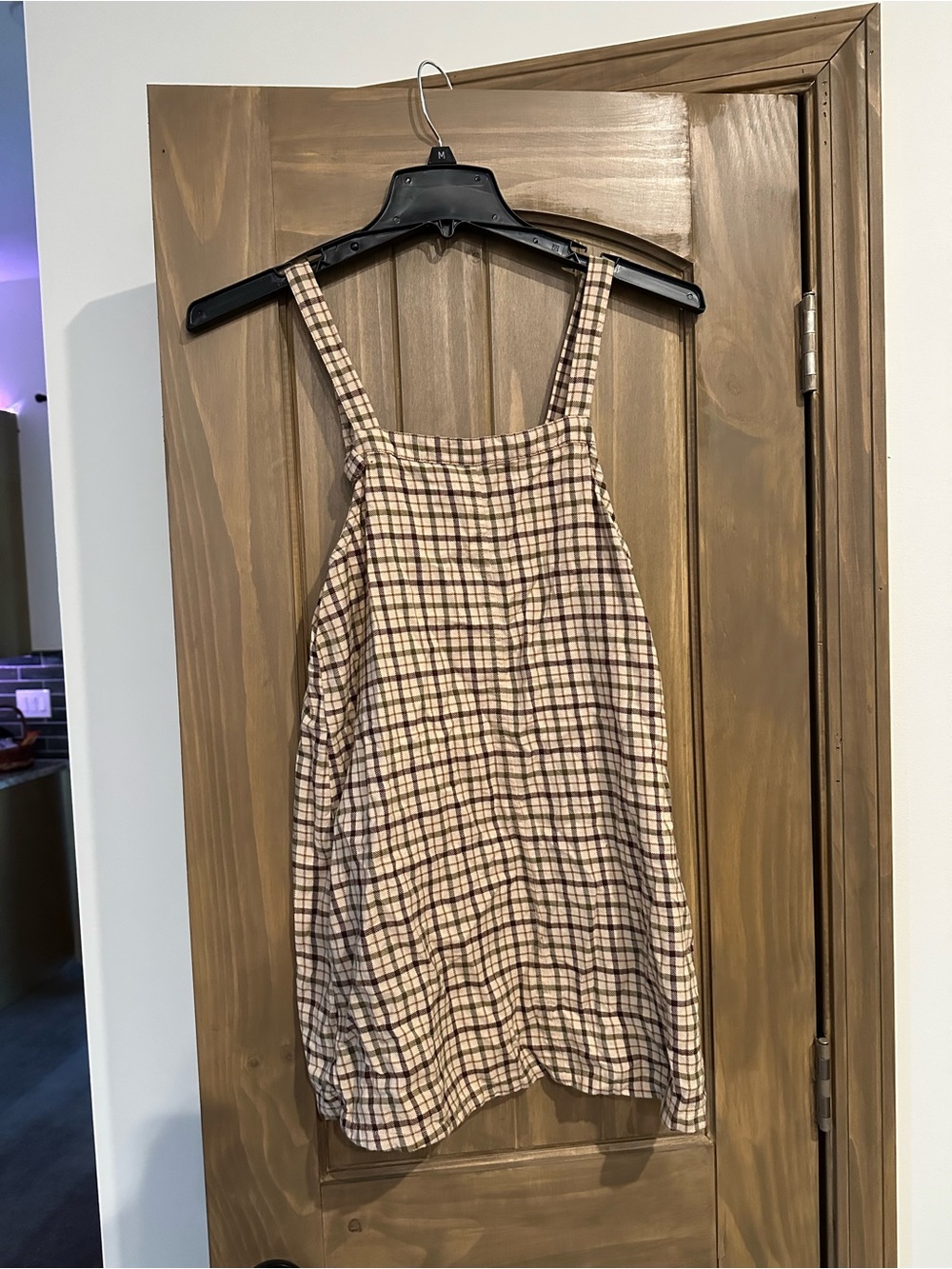 American Eagle Outfitters Plaid Sleeveless Dress in Beige, Brown and Olive